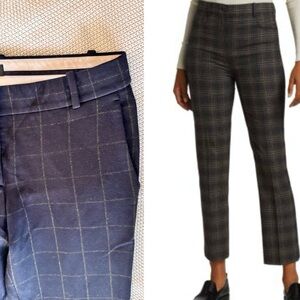 THEORY Navy Blue Checkered Straight Leg Slacks Women’s Pants Trousers